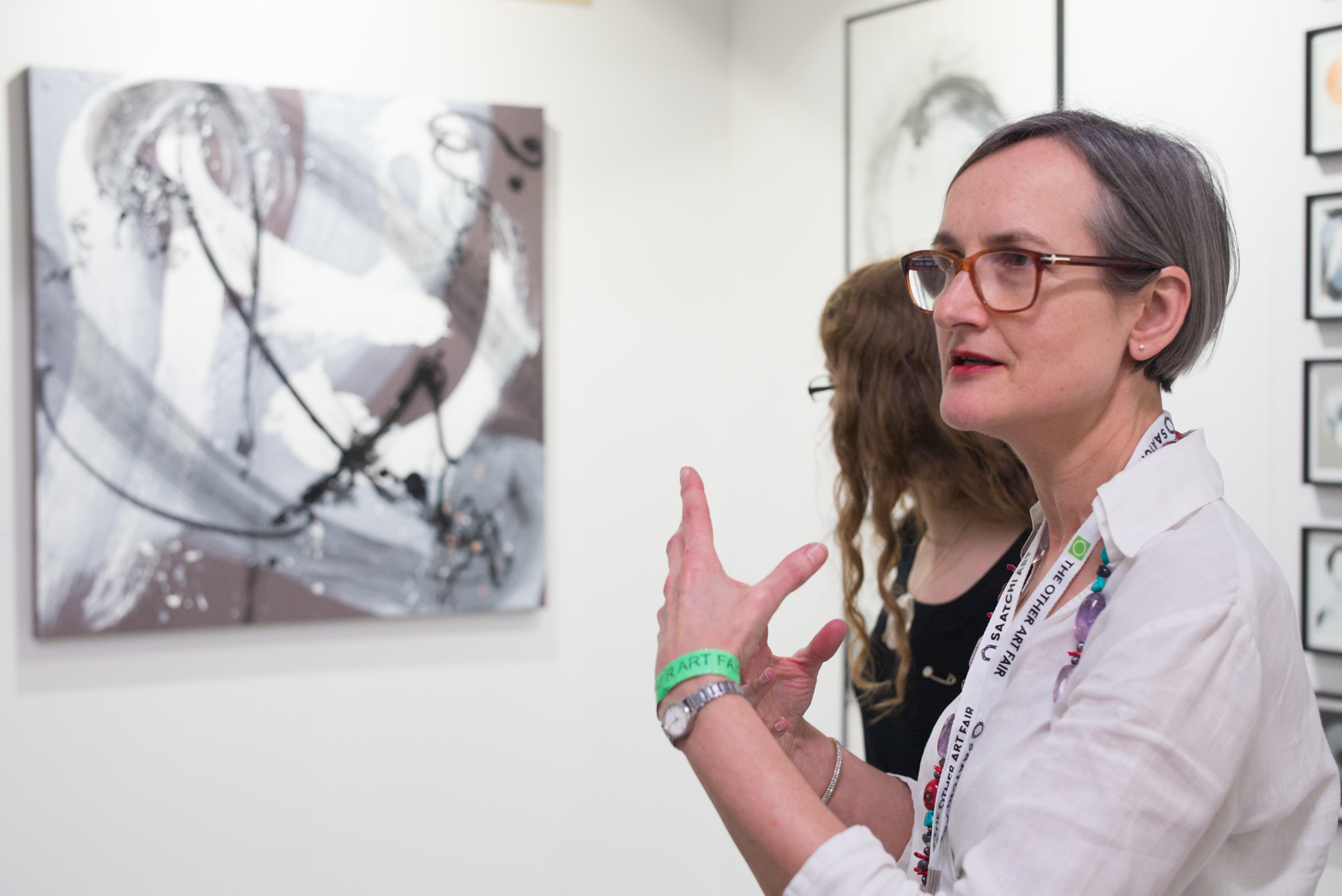 Caroline Banks, artist, and Susan J Mumford, BSAA Founder, at The Other Art Fair (London)